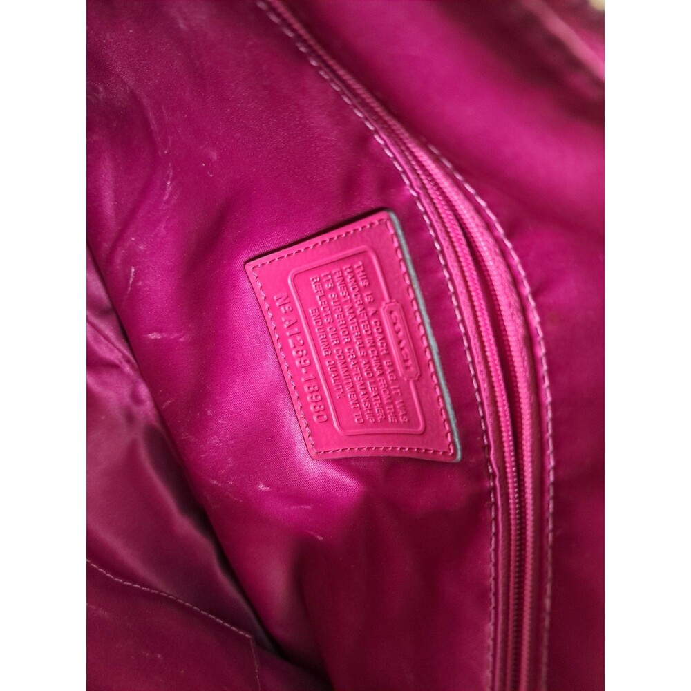 COACH Poppy Lurex Sateen Signature Hobo Shoulder Bag Purse Fuchsia 18980 3 Tags - Picture 8 of 9